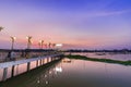 Thai pier in evening at Chaophraya river, Wat ku,Pakkret,Thailand