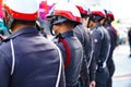 Thai Polices wear the helmet, stand in the row Royalty Free Stock Photo