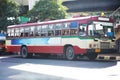 Thai public bus for transportation or travel on traffic road scene