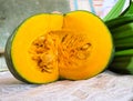 Thai pumpkin on white fabric Royalty Free Stock Photo