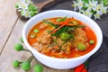 Thai red curry fried with pork and coconut milk (panaeng)