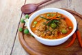 Thai red curry fried with pork and coconut milk (panaeng)