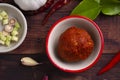 Thai red curry paste in white bowl Royalty Free Stock Photo