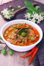 Thai red curry with pork and coconut milk (panaeng) Royalty Free Stock Photo