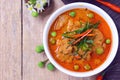 Thai red curry with pork and coconut milk (panaeng) Royalty Free Stock Photo