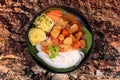 Thai rice noodle with beef in japanese curry. Royalty Free Stock Photo