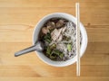 Thai Rice Vermicelli Pork Thicken Soup. Royalty Free Stock Photo