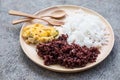 Thai Riceberry Rice and Thai Jasmine Rice with omelet Royalty Free Stock Photo