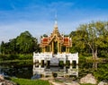 Thai Royal Pavilion in Lotus Pond. Royalty Free Stock Photo