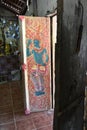 Thai`s painted on the door.Wat Si Po Chai,Na Haeo District,Loei Province,Thailand.