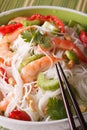 Thai salad yum woon sen macro on a plate. vertical Royalty Free Stock Photo