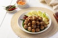 Thai Sausage Feast,fermented pork and rice sausage (Sai Krok Isan) Royalty Free Stock Photo