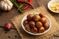 Thai Sausage Feast,fermented pork and rice sausage (Sai Krok Isan) Royalty Free Stock Photo