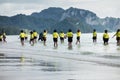 Thai schoolkids playing at the beach