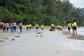 Thai schoolkids playing at the beach