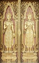 Thai sculpture style on temple door Royalty Free Stock Photo