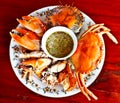 Thai seafood, steamed crab with spicy sauce 5 Royalty Free Stock Photo