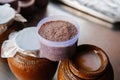 Thai shrimp paste or Kapi, made from salted shrimp. Local food ingredient of Thailand Royalty Free Stock Photo