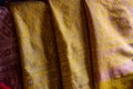 Patterns on hand-woven silk, Thai folk fabrics Royalty Free Stock Photo