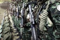 Thai soldiers stand in row.commando soldiers in camouflage uniforms gun in hand