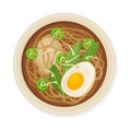 Thai Soup with Noodles and Pepper Top View Vector Illustration