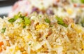 Thai Sour Pork Fried Rice and Salad in Close Up View