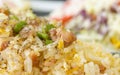 Thai Sour Pork Fried Rice and Salad on Left Frame