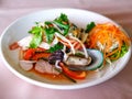 Thai Sour Spicy Seafood Salad With Shrimp, Thai Cuisine Yum Talay