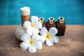 Thai Spa composition treatments aroma therapy for relax body with Plumeria flowers Royalty Free Stock Photo