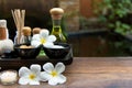 Thai Spa massage compress balls, herbal ball and treatment spa, relax and healthy care with flower, Royalty Free Stock Photo