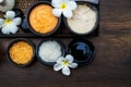 Thai Spa massage compress balls, herbal ball and treatment spa, relax and healthy care with flower, Royalty Free Stock Photo