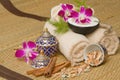 Thai spa massage setting with spa essential oil