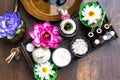 Thai Spa treatment and massage with lotus flower Thailand. Royalty Free Stock Photo