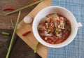 Thai spicy Canned Sardines Salad strong flavor. Royalty Free Stock Photo