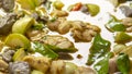 Thai Spicy Green Curry with Chicken in the kitchen