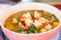 Thai Spicy Mixed Vegetable Soup with Prawns Kaeng Liang Goong Sod