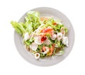 Thai Spicy salad with cuttlefish., shrimp, fish and vegetable Royalty Free Stock Photo