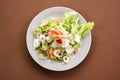 Thai Spicy salad with cuttlefish., shrimp, fish and vegetable Royalty Free Stock Photo