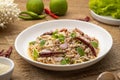 Thai spicy salad with Golden Needle Mushroom and minced Pork Royalty Free Stock Photo