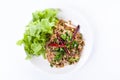 Thai spicy salad with minced and pork , thai food