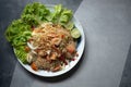 Thai spicy seafood salad with vermicelli and minced pork Royalty Free Stock Photo