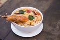 Thai spicy soup. Tom yum koong Royalty Free Stock Photo