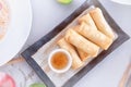Thai spring rolls with sauce Royalty Free Stock Photo