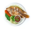 Thai Steamed Fish with Herb inside Red Tilapia Fish