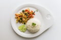 Thai stir fried chicken and basil with rice Easy to find in Thai Royalty Free Stock Photo