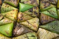 Thai street food dessert sweet sticky rice grilled