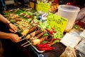 Thai street food of grilled octopus in Bangkok