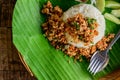 Thai street food spicy fried rice & pork