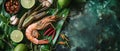 Thai Street Food Tom Yum Soup Ingredients on Banana Leaf