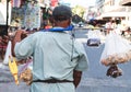 Thai street vendor selling snacks on a street, bangkok Royalty Free Stock Photo